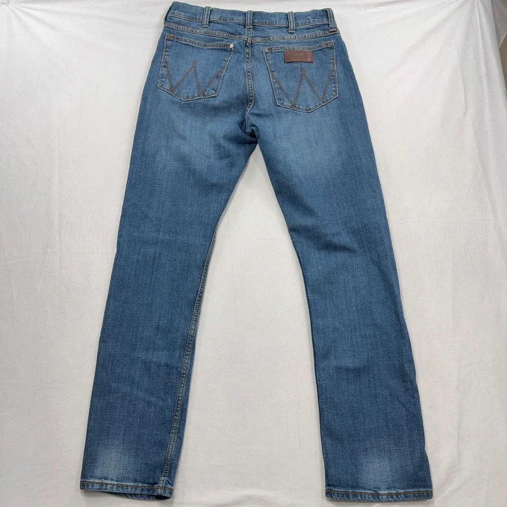 Wrangler Jeans Retro Slim Straight Stretch Blue Denim Mens 32X34